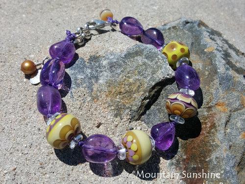 Lampwork and Amethyst bracelet