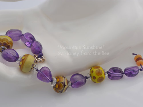 Lampwork and amethyst bracelet