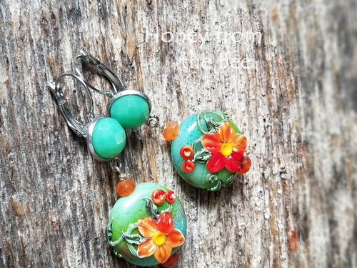 Poppy Lampwork earrings