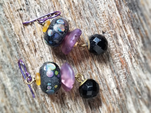 Purple polka dot earrings