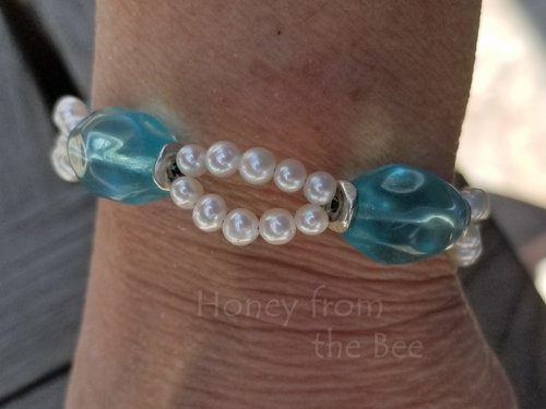 blue and white bracelet