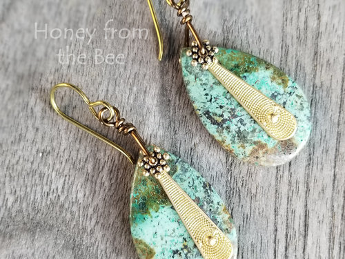 African turquoise earrings