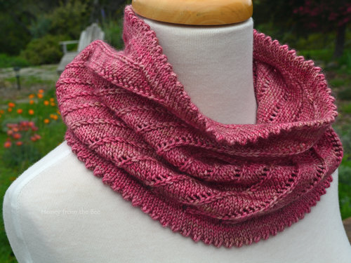 Pink knitted cowl
