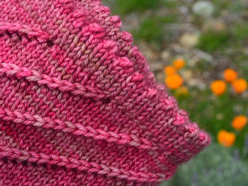 pink knitted lace cowl