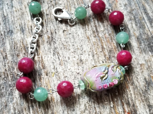 green and fuchsia bracelet