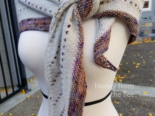 cream and purple shawl