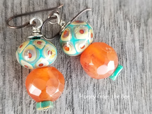 Turquoise and orange earrings
