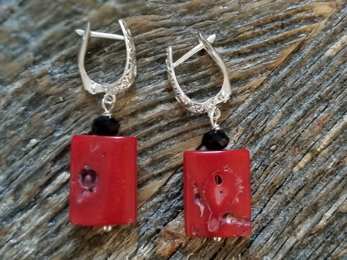 Red coral earrings