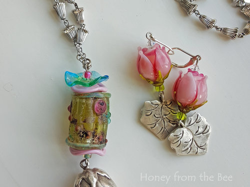 Rose necklace and earrings