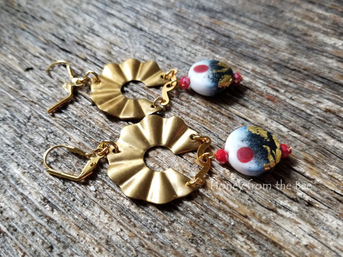 Gold leaf lampwork earrings