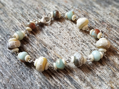 Blue and brown gemstone bracelet