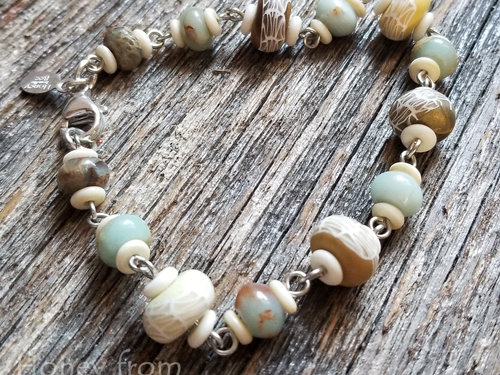 Ocean blue and tan bracelet