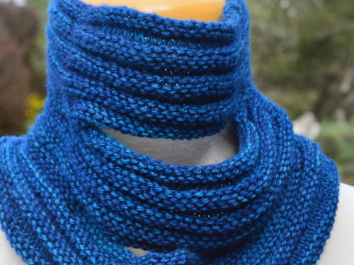 Blue Cashmere hand-knit cowl