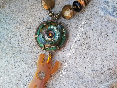 Amber and Green Boho necklace