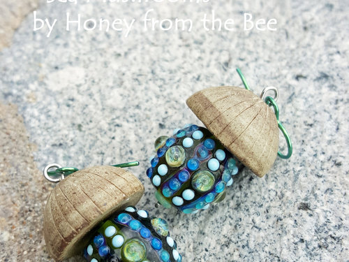 Green and Blue Lampwork Earrings