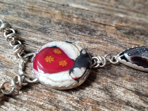 Black red and silver necklace