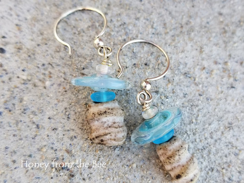 White and Sky blue earrings