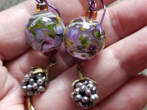 Garden lampwork earrings