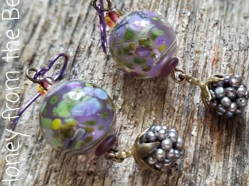 Lavender and green earrings