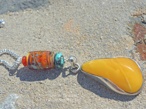 Boho style Vintage amber pendant