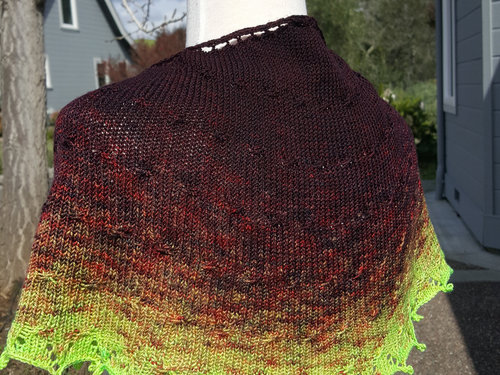 Burgundy and chartreuse shawl