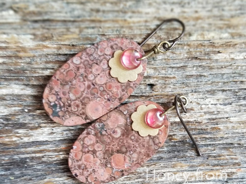 Pink Orbicular gemstone earrings
