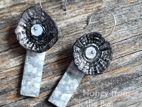 Grey artisan earrings