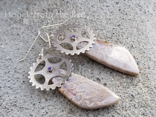 Fossilized Coral Agate earrings