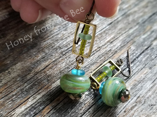 Green and Gold earrings