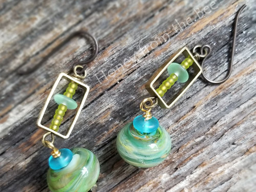 Green artisan earrings