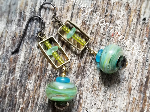 Shades of green earrings