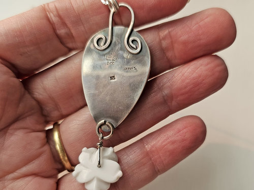 Back of gemstone pendant in sterling silver