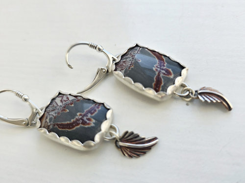 Nature inspired earrings feature jasper with eagle motif