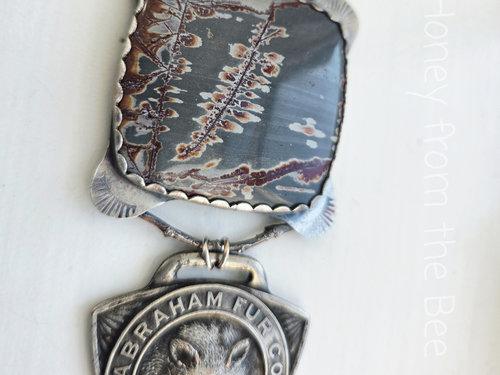 Fur Trader's necklace features watch fob and Sonoran Dendritic Jasper