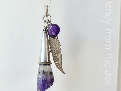 Amethyst Crystal pendant with sterling silver