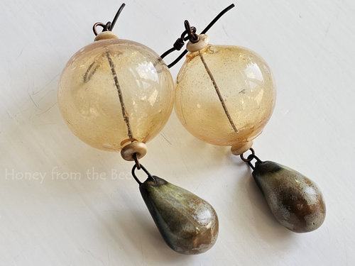 Boho earrings in yellow and pale green