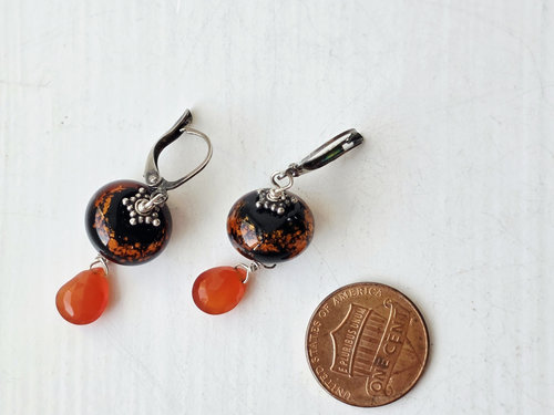 Autumn earrings in orange and black