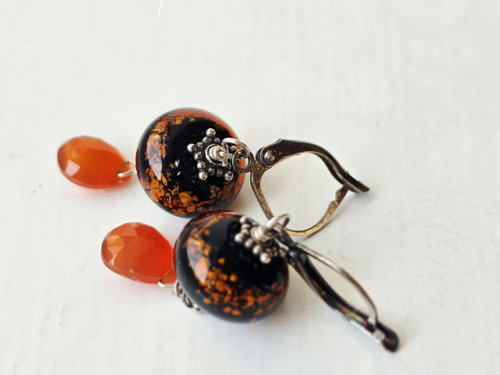 Orange and black earrings