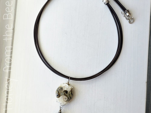 One of a kind Autumn necklace in brown and white