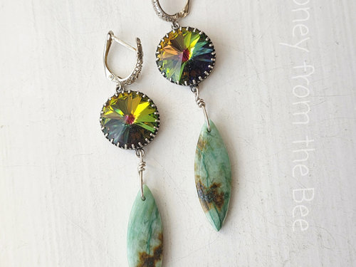 Statement earrings in green
