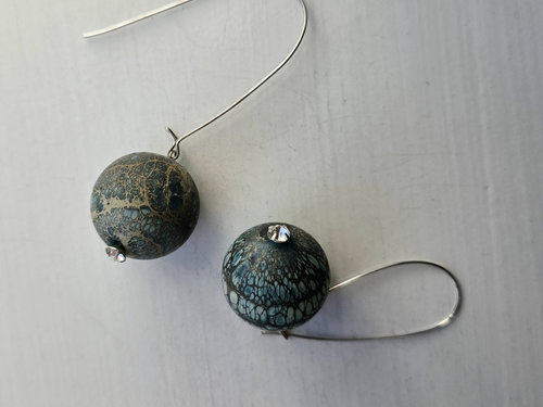 Large lightweight earrings in teal and silver