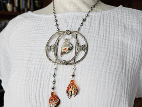 Butterfly necklace on model