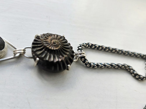 Ammonite pendant set in sterling silver