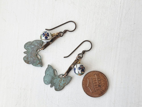 Garden earrings with butterfly