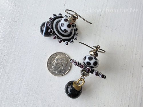 Black and white artisan earrings