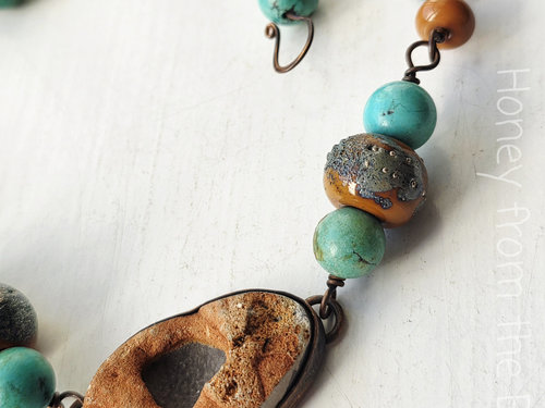 Western style necklace in turquoise and copper