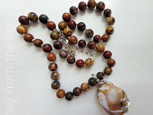 Picasso Jasper beaded necklace with ocean jasper pendant