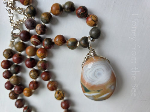 Ocean Jasper pendant with picasso jasper beads