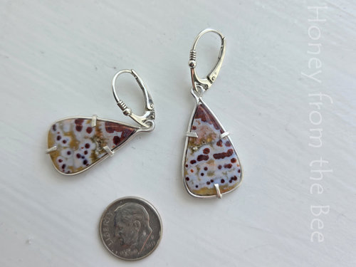 Romantic gemstone earrings feature river jasper and sterling silver