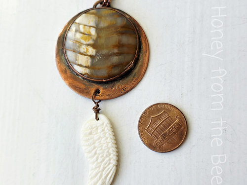 Copper and white necklace